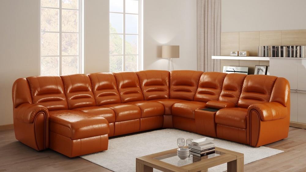 Угловой диван Леон с оттоманкой