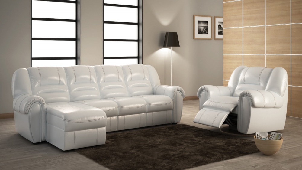 Угловой диван Леон с оттоманкой