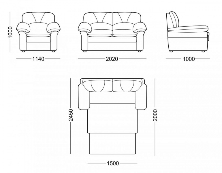 Прямой диван Моника Люкс