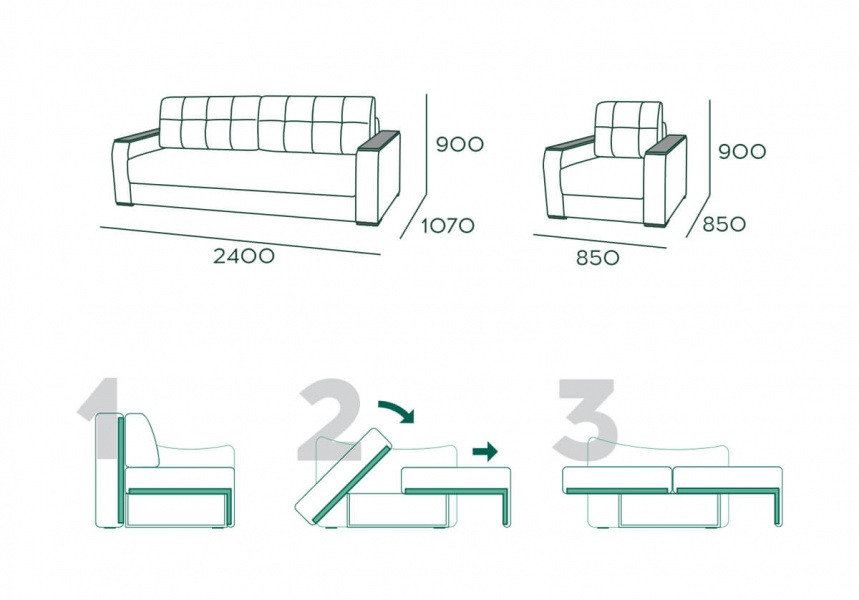 Прямой диван Мальта-2